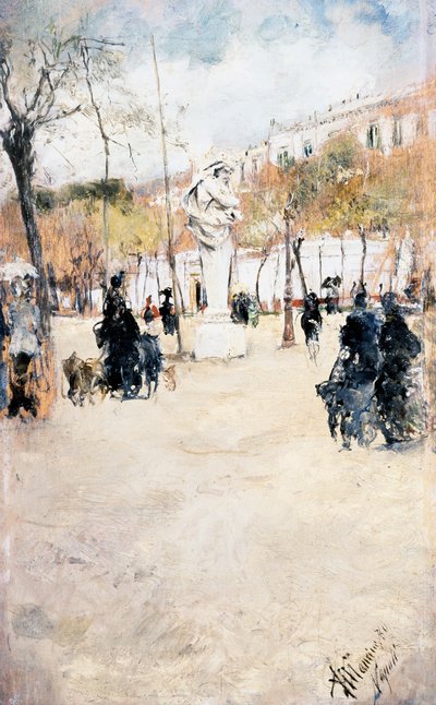 Tuinen van Villa Reale in Napels door Antonio Mancini