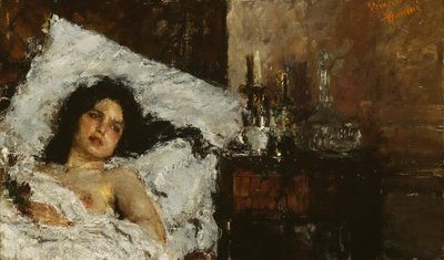 Rustend, ca. 1887 door Antonio Mancini