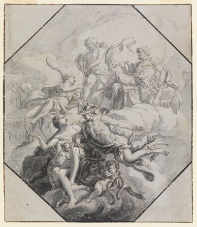 Ontwerp voor een plafondschildering over het thema Olympus door Antonio Manno