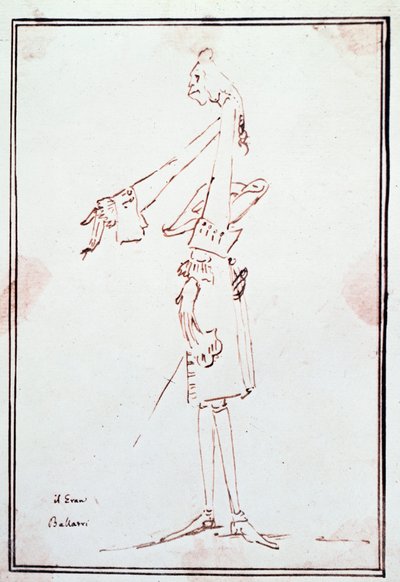 Portret van Filippo Balatri, Italiaanse castraat. Karikatuur door Anton Maria Zanetti. 18e eeuw door Antonio Maria Zanetti