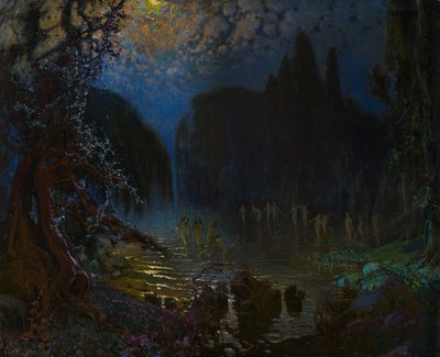 Het baden van de nimfen door Antonio Munoz Degrain
