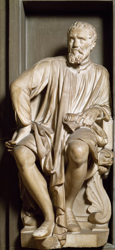Portret van de beeldhouwer, schilder en architect Michelangelo Buonarroti, genaamd Michelangelo door Antonio Novelli