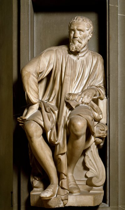 Portret van de beeldhouwer, schilder en architect Michelangelo Buonarroti door Antonio Novelli