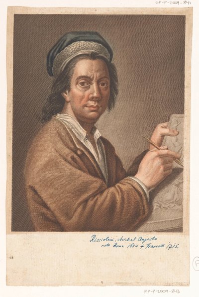 Portret van kunstenaar Michelangelo Ricciolini door Antonio Pazzi