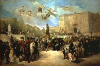 De overbrenging van de overblijfselen van Pedro Calderon de la Barca (1600-81) naar het Panteon de Hombres Ilustres door Antonio Perez Rubio