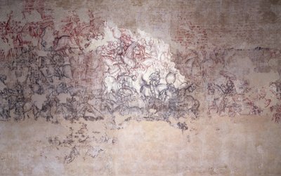 Slagtoernooi, fragment van muurschildering uit de Sala del Pisanello (voorheen Sala dei Principi) door Antonio Pisanello
