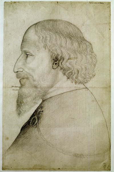 Keizer Sigismund van Luxemburg, gezien in buste, profiel naar links. Tekening door Antonio di Puccio Pisano, genaamd Pisanello door Antonio Pisanello