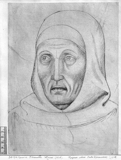 Hoofd van een monnik, uit het Vallardi Album door Antonio Pisanello