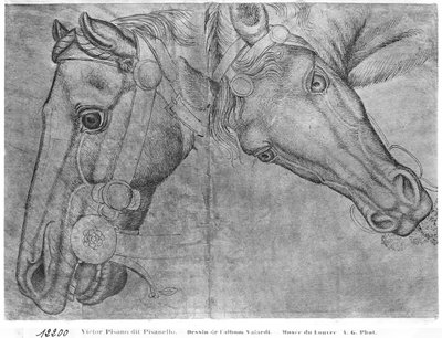 Paardenhoofden, uit het Vallardi-album door Antonio Pisanello