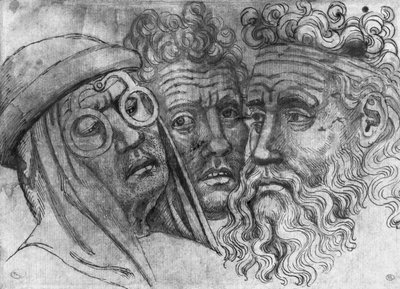 Hoofden van drie mannen, uit het Vallardi Album door Antonio Pisanello