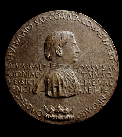 Medaille van Alfonso V van Aragon (Alfonso de Grootmoedige of de Grote). In het Italiaans Alfonso il Magnanimo of Alfonso V di Aragona door Antonio Pisanello