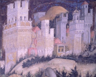 St. Joris en Prinses, getorende stad, fresco, Basiliek van St. Anastasia, Verona door Antonio Pisanello