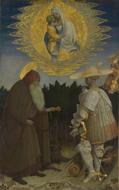 De Maagd en het Kind met Heiligen Antonius Abt en Joris, c. 1440 door Antonio Pisanello