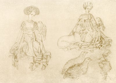 Vrouwen met valk en windhond door Antonio Pisanello