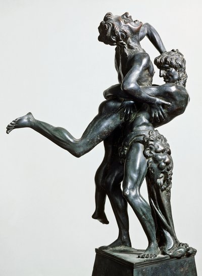 Hercules en Antaeus, ca 1475, door Antonio Pollaiuolo (1431 of 1432-1498), bronzen beeld, 46 cm, Italië door Antonio Pollaiuolo
