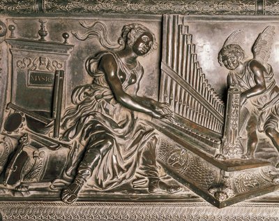 Muziek, detail (uit het graf van Sixtus IV) door Antonio Pollaiuolo