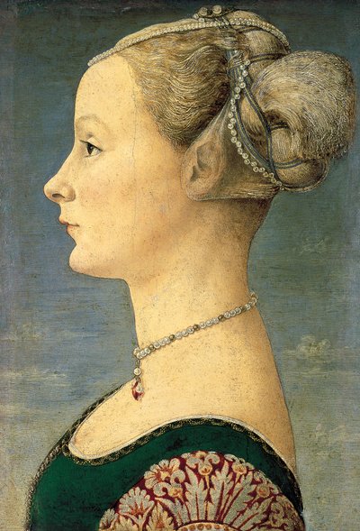 Portret van jonge vrouw door Antonio Pollaiuolo