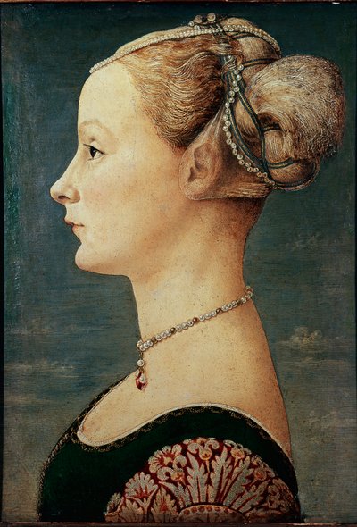 Portret van een jonge vrouw (Of Portret van een Dame) door Antonio Pollaiuolo