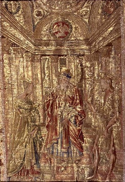 St. Johannes de Doper beschuldigd door Herodes, wandtapijt met scènes uit het leven van de heilige door Antonio Pollaiuolo