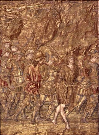 St. Johannes de Doper naar de gevangenis gebracht, wandtapijt met scènes uit het leven van de heilige door Antonio Pollaiuolo
