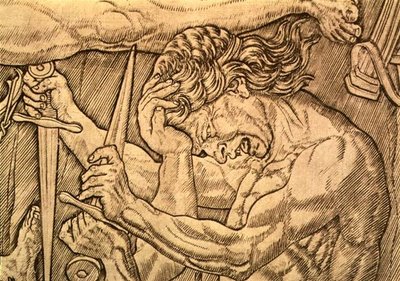 De slag van de tien naakten, detail van mannen die vechten met dolken, c.1470-75 door Antonio Pollaiuolo