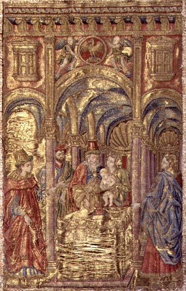 De besnijdenis, wandtapijt met scènes uit het leven van St. Johannes de Doper door Antonio Pollaiuolo