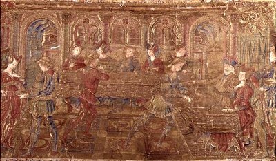 De Veroordeling van Herodes, wandtapijt met scènes uit het leven van de heilige door Antonio Pollaiuolo