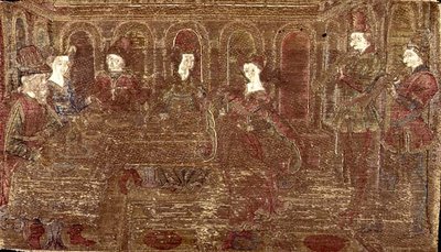 De dans van Salome, wandtapijt met scènes uit het leven van de heilige door Antonio Pollaiuolo