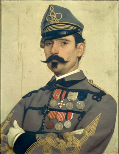 Portret van Giovanni Maria Damiani in het uniform van Garibaldi
