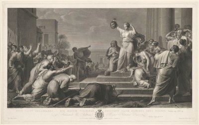 Judit toont het hoofd van Holofernes aan het volk door Antonio Ricciani
