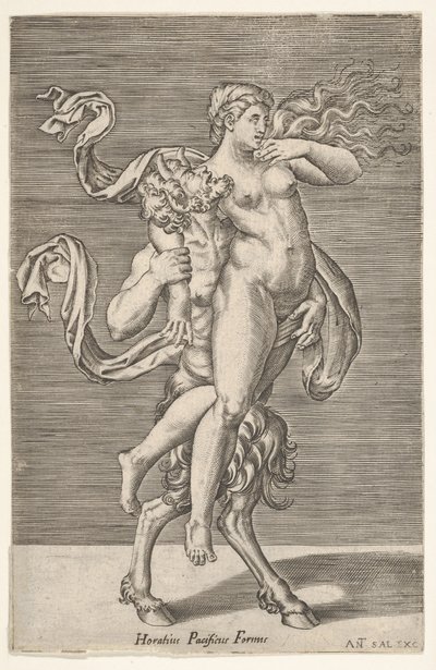 Sater die een nimf draagt, ca. 1505-62 door Antonio Salamanca