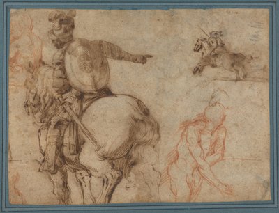 Een soldaat te paard en andere studies door Antonio Tempesta