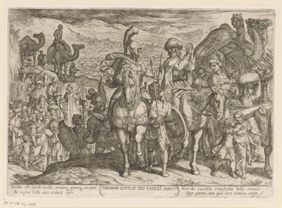 Abraham brengt Lot en zijn familie naar zijn eigen land door Antonio Tempesta