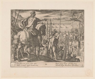 Alexander de Grote instrueert de Macedonische soldaten door Antonio Tempesta