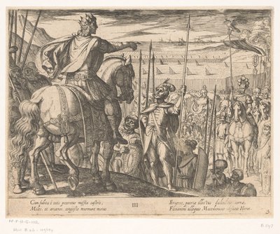 Alexander de Grote instrueert de Macedonische soldaten door Antonio Tempesta