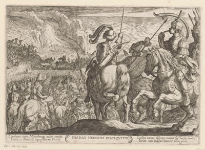 De Egyptenaren achtervolgen de Israëlieten door de Schelfzee door Antonio Tempesta