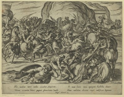 De dood van Camillus in de strijd tussen Grieken en Romeinen door Antonio Tempesta