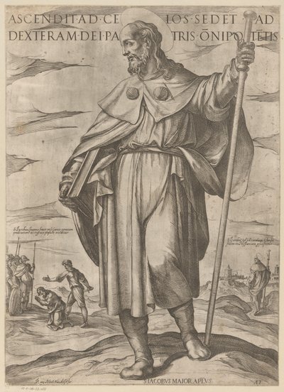 De heilige Jakobus de Meerdere Christus, Maria en de apostelen (serietitel) door Antonio Tempesta