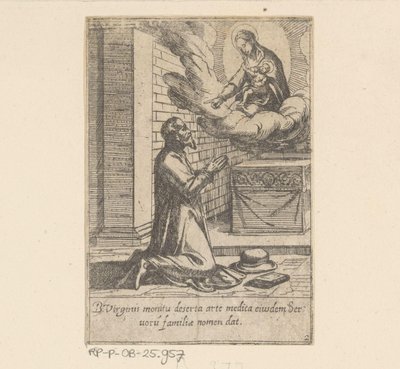 De heilige Philippus plaatst zich onder de hoede van Maagd Maria (Het leven van Philippus Benitius, serie titel) door Antonio Tempesta