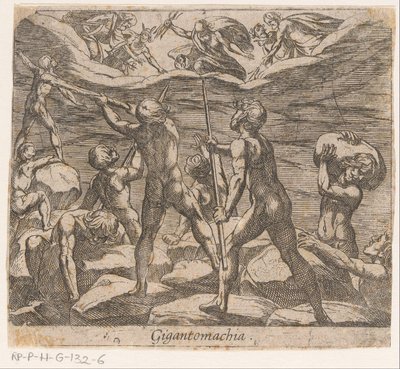 De reuzen proberen de Olympus aan te vallen door Antonio Tempesta