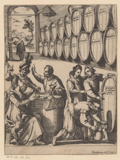 Drinkfestijn in wijnkelder door Antonio Tempesta