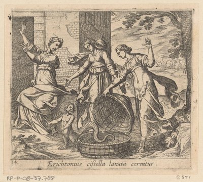Erichthonius uit zijn mand gelaten Metamorfosen van Ovidius door Antonio Tempesta