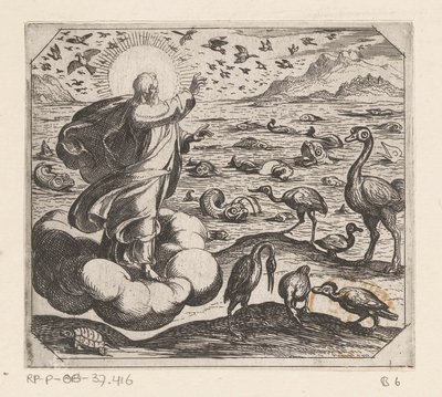 God schept de vogels en de vissen door Antonio Tempesta