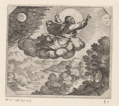God schept de zon, de maan en de sterren door Antonio Tempesta