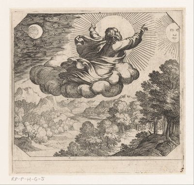God schept de zon, de maan en de sterren door Antonio Tempesta