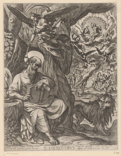 H. Hieronymus in de wildernis contemplerend over het laatste oordeel door Antonio Tempesta