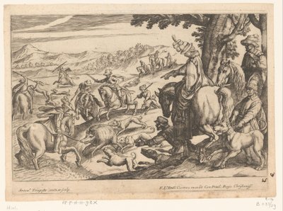 Jacht op everzwijn en hert, Jachtscènes (deel 5) door Antonio Tempesta