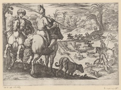 Jacht op struisvogels door Antonio Tempesta