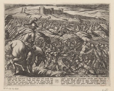 Julius Civilis zet het land onder water met behulp van dijken door Antonio Tempesta