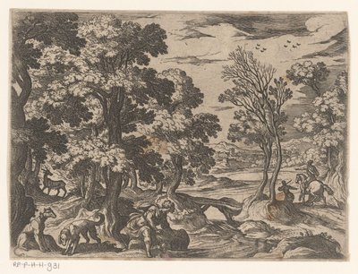 Landschap met Narcissus door Antonio Tempesta